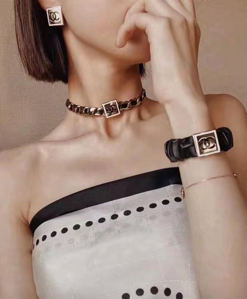 Chanel Leather 18K Gold Necklace