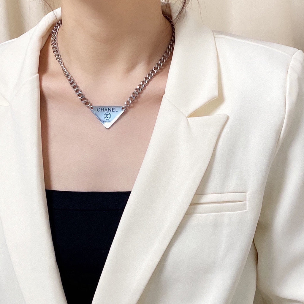 Chanel Triangle 18K Gold Necklace