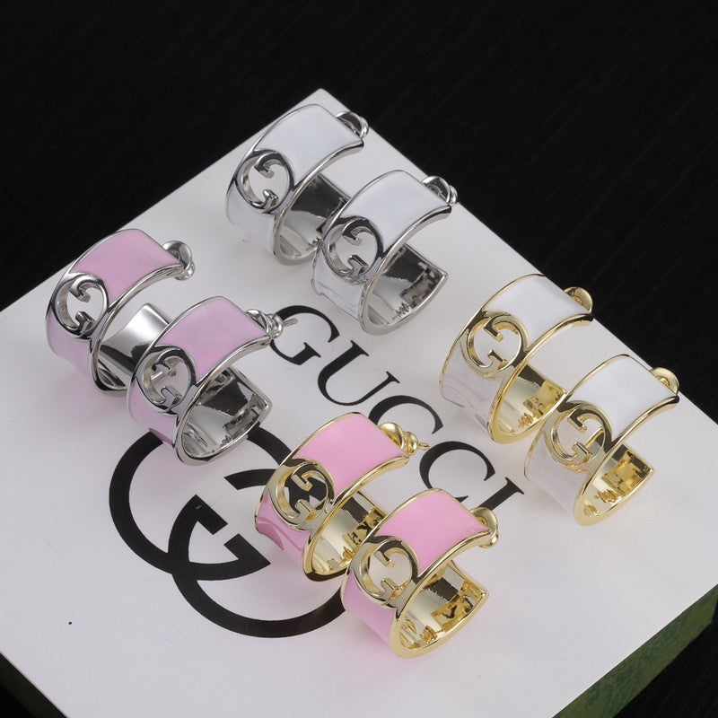 Gucci Double Color Enamel 18K Gold Earrings