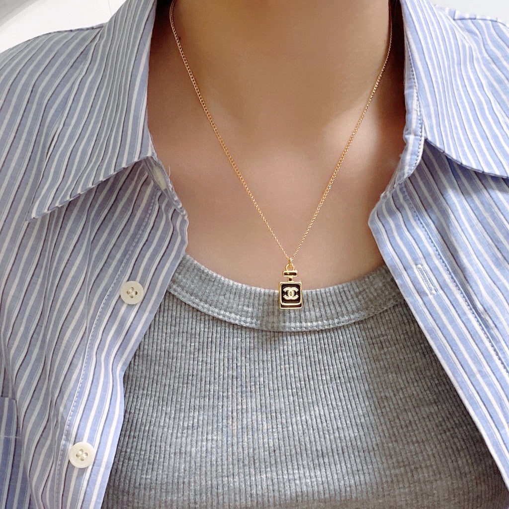 Chanel Perfume Bottle 18K Gold Necklace