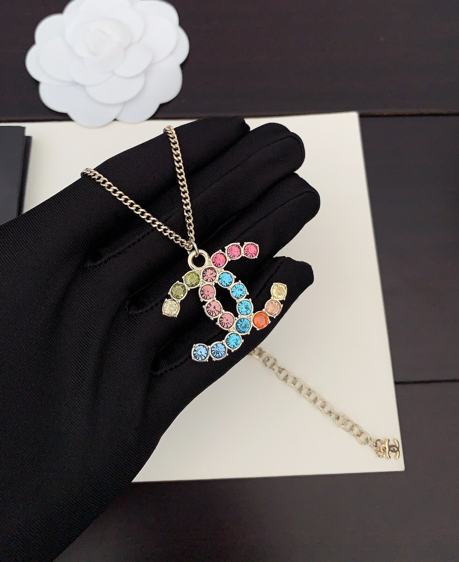 Chanel Color Crystals 18K Gold Necklace
