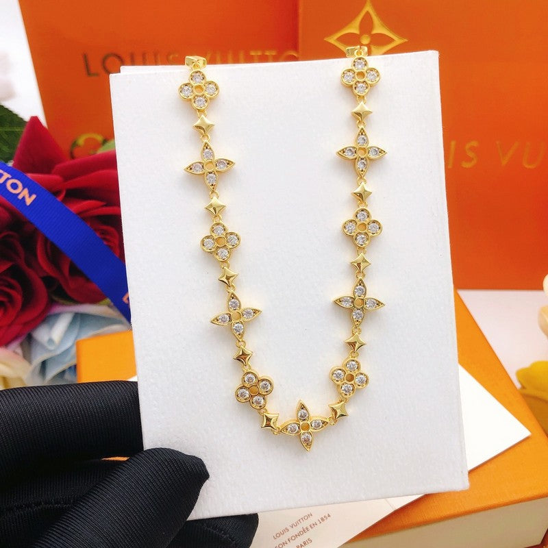 Louis Vuitton Blooming Crystals 18K Gold Necklace