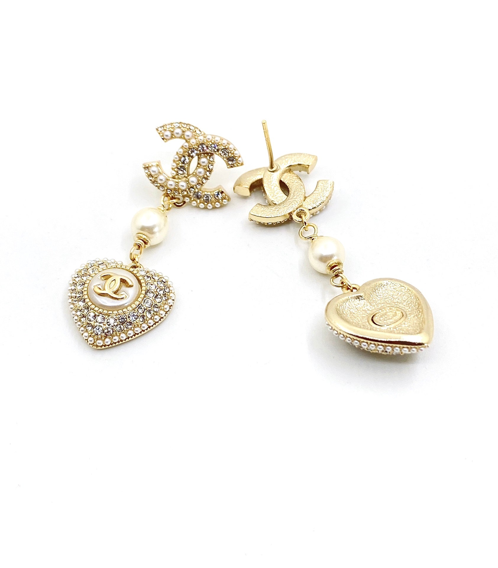 Chanel Heart Drop 18K Gold Earrings