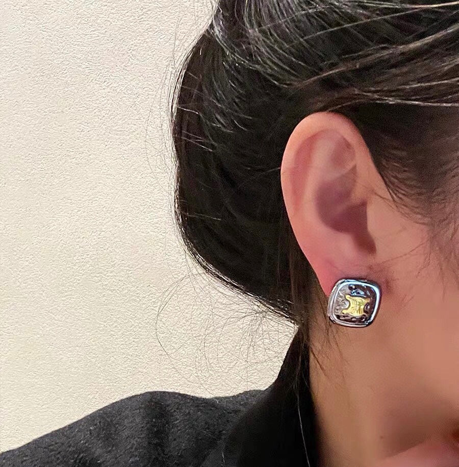 Celine Black Gold 18K Gold Earrings