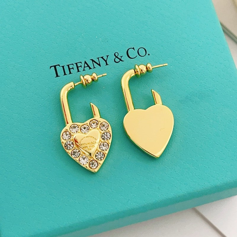 Tiffany Diamond Heart 18K Gold Earrings