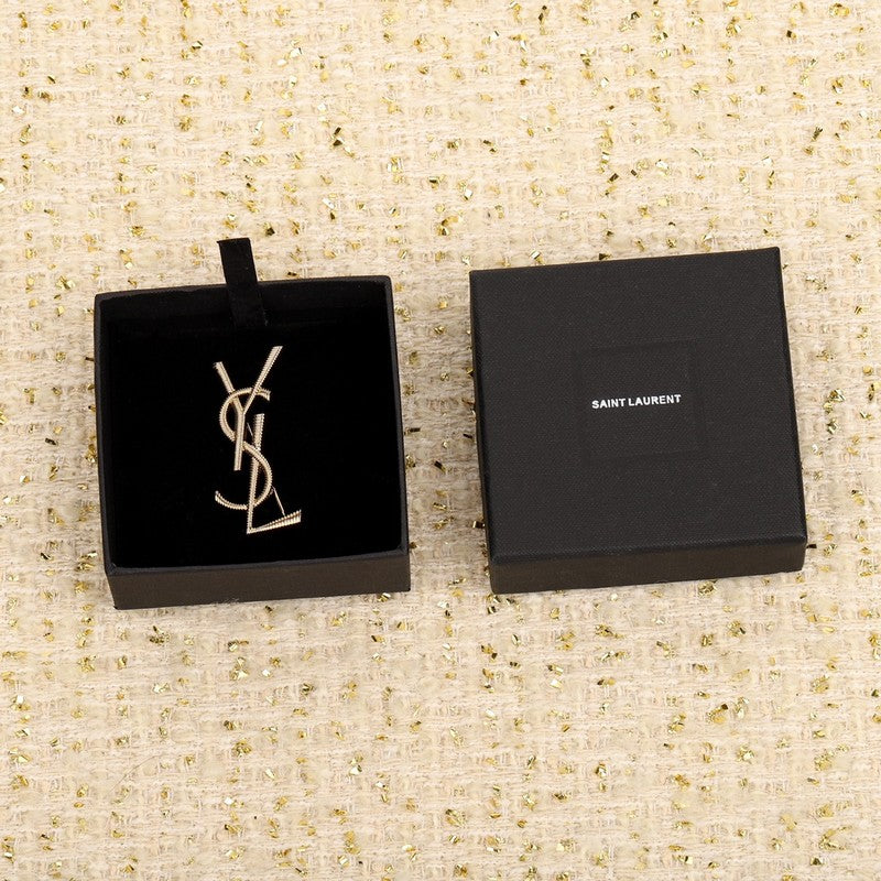 YSL Stripe Gold 18K Gold Brooch