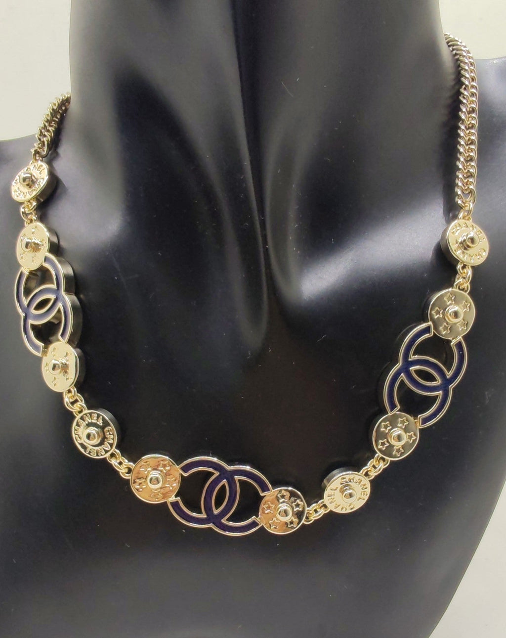 Chanel Blue Choker 18K Gold Necklace