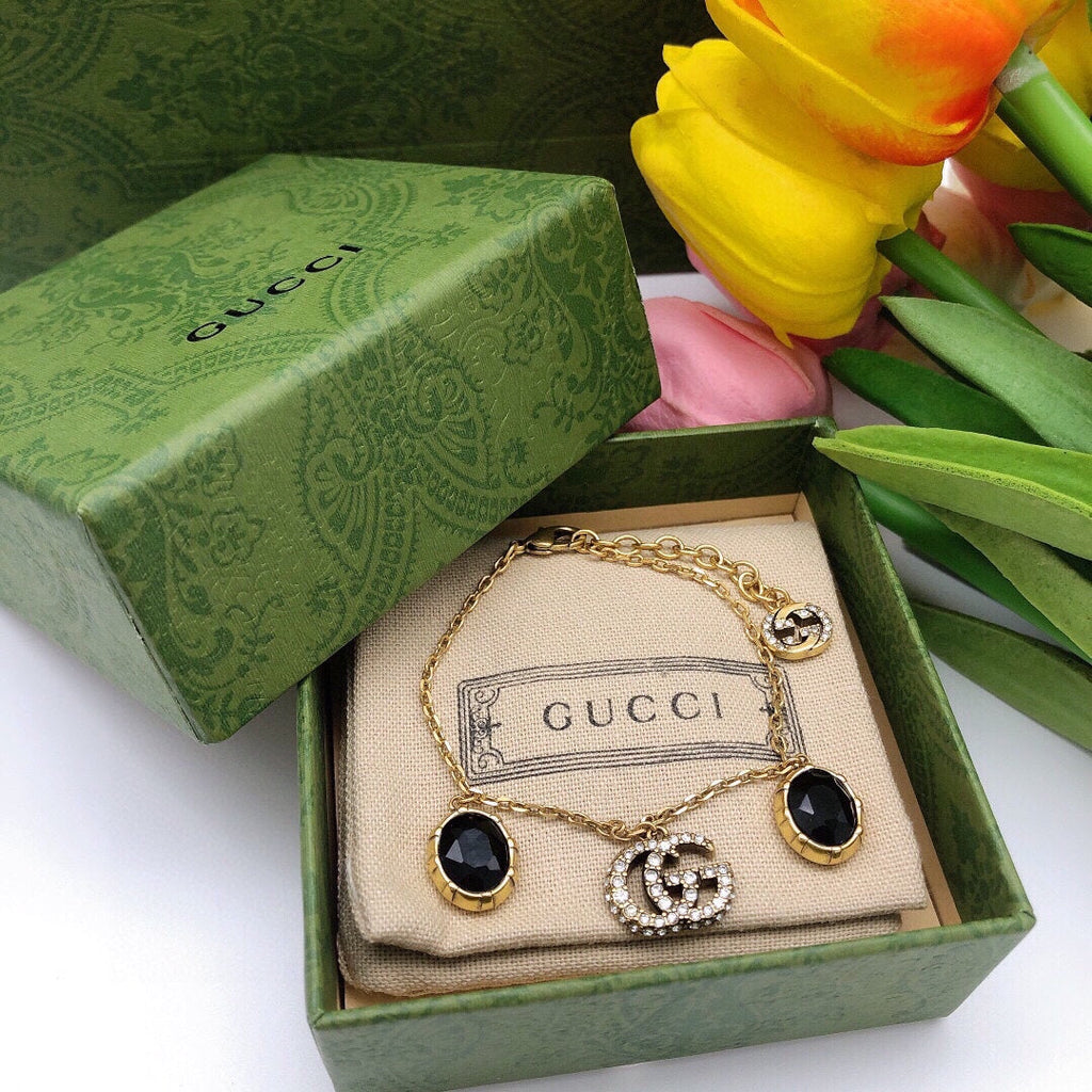 Gucci Double Black Stones 18K Gold Bracelet