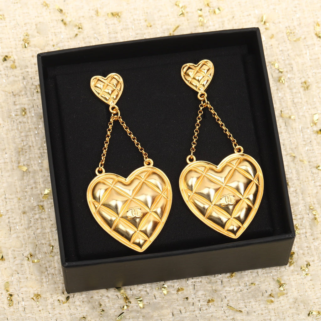 Chanel Coco Crush Heart Pendant 18K Gold Earrings