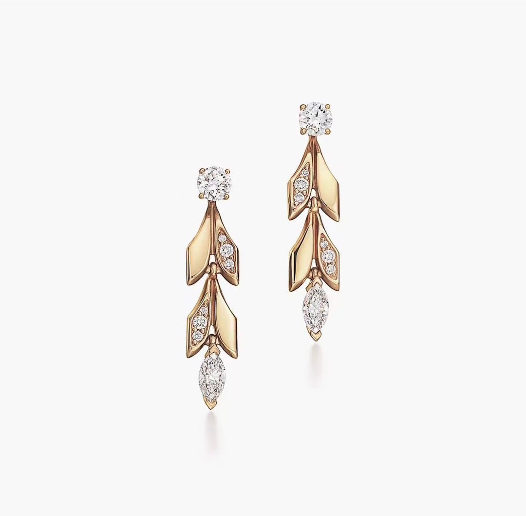 Tiffany Victoria Vine Convertible Drop 18K Gold Earrings
