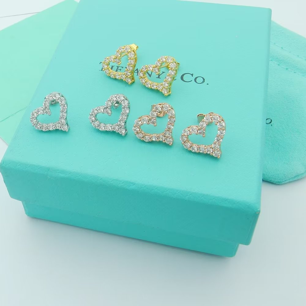 Tiffany Heart Diamonds 18K Gold Earrings