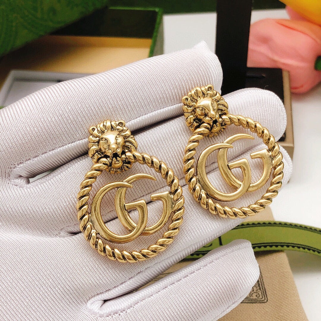 Gucci Double Pendant 18K Gold Earrings