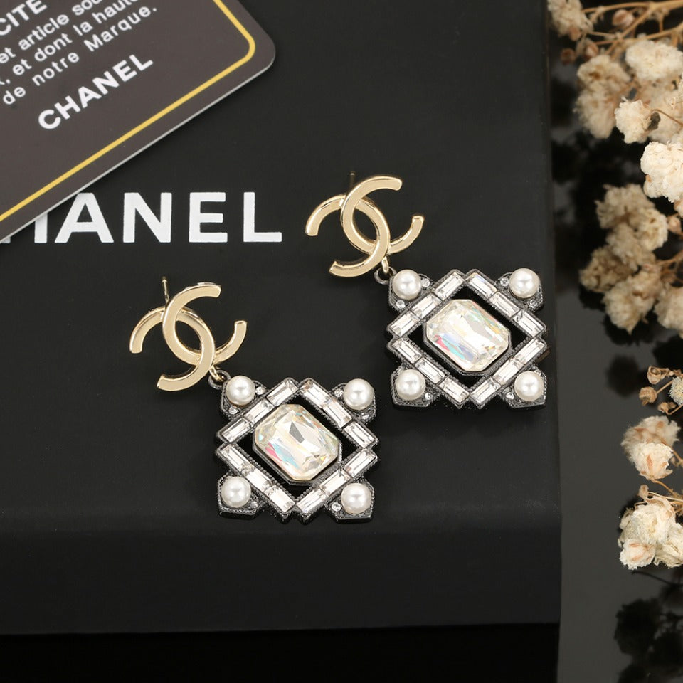 Chanel Crystal 18K Gold Earrings