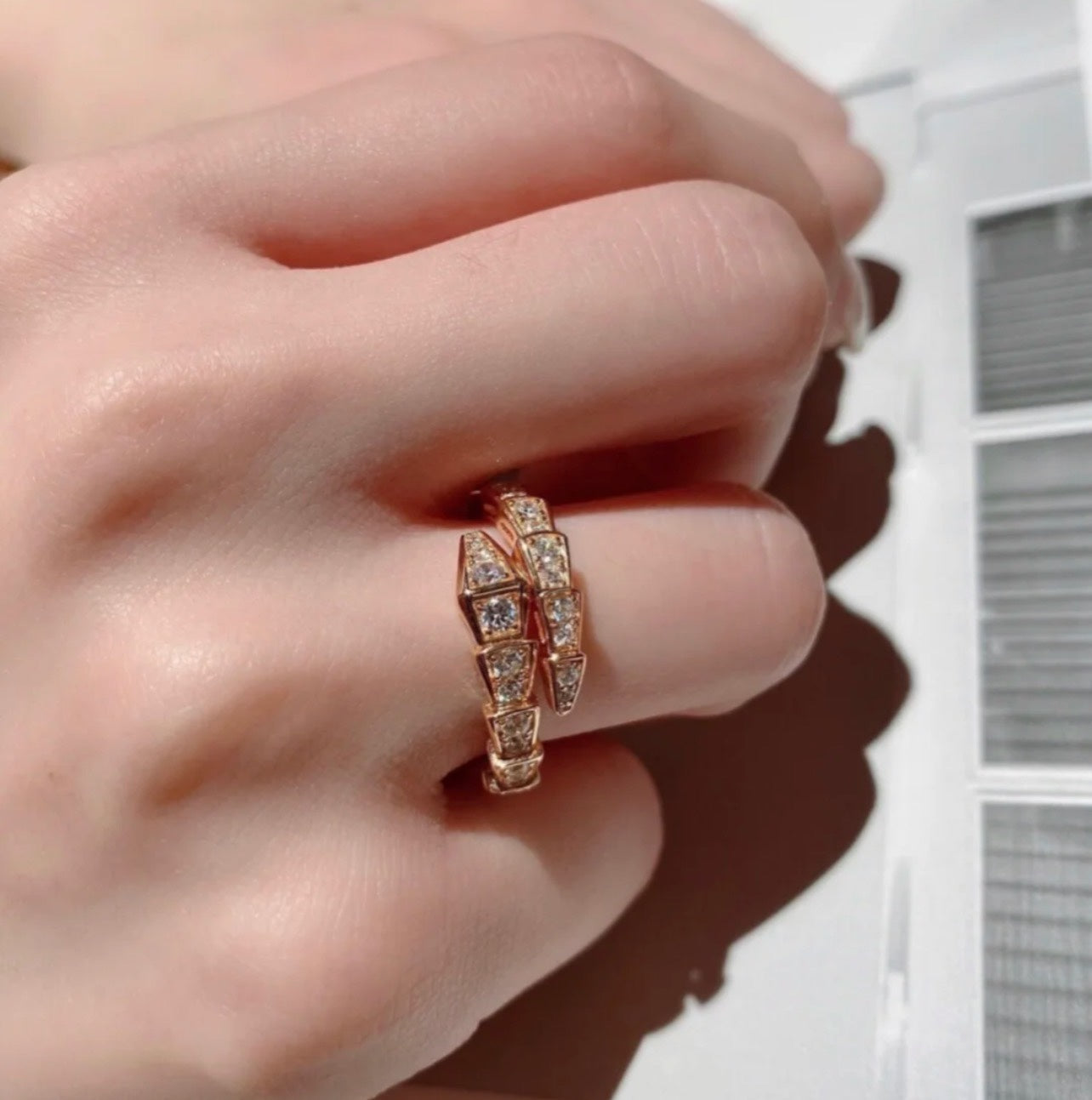 Bvlgari Serpenti Viper Pave Diamond 18K Gold Ring