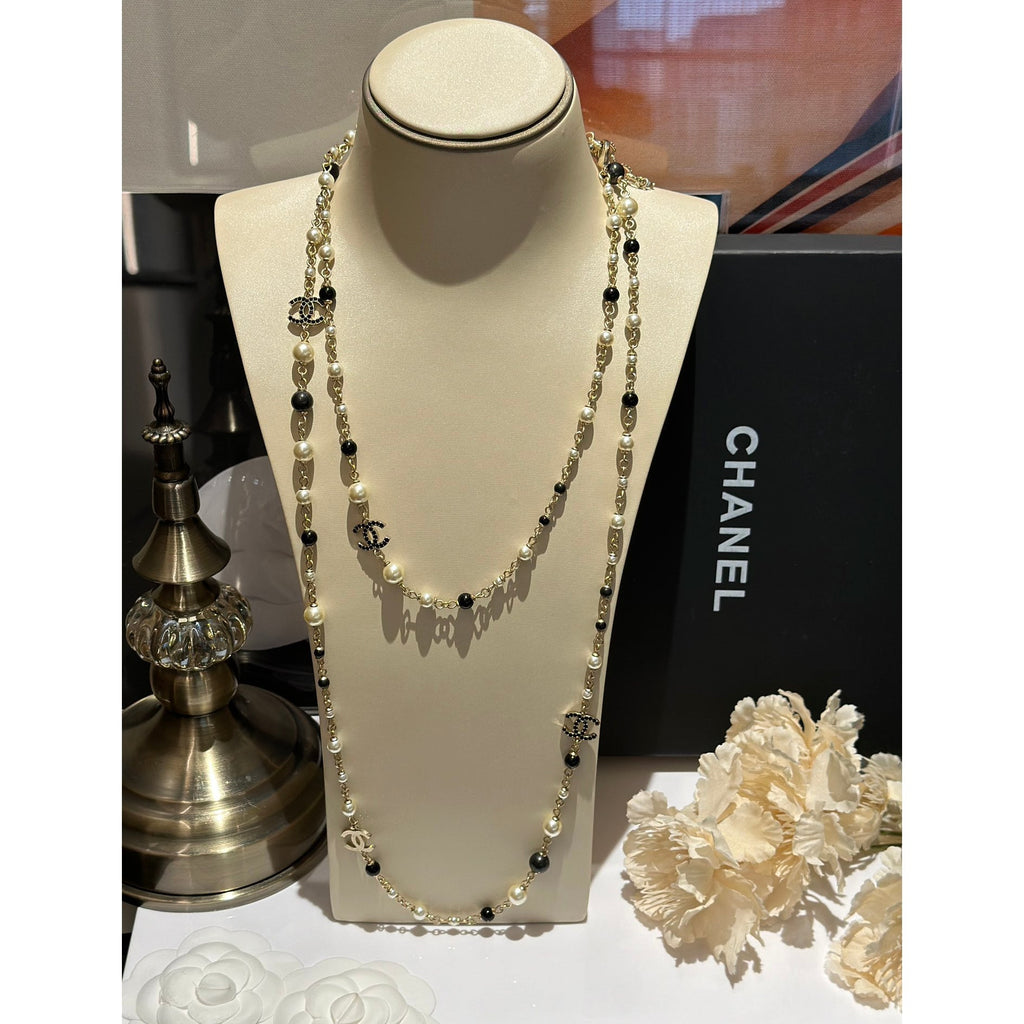 Chanel 24S Long Pearls 18K Gold Necklace