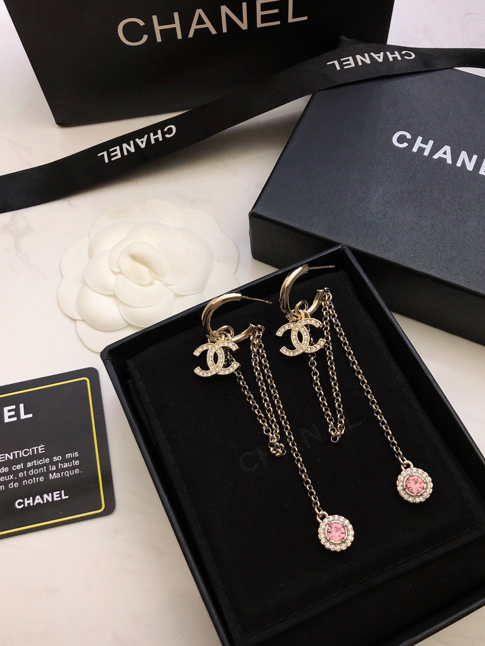 Chanel Tassel Crystals 18K Gold Earrings