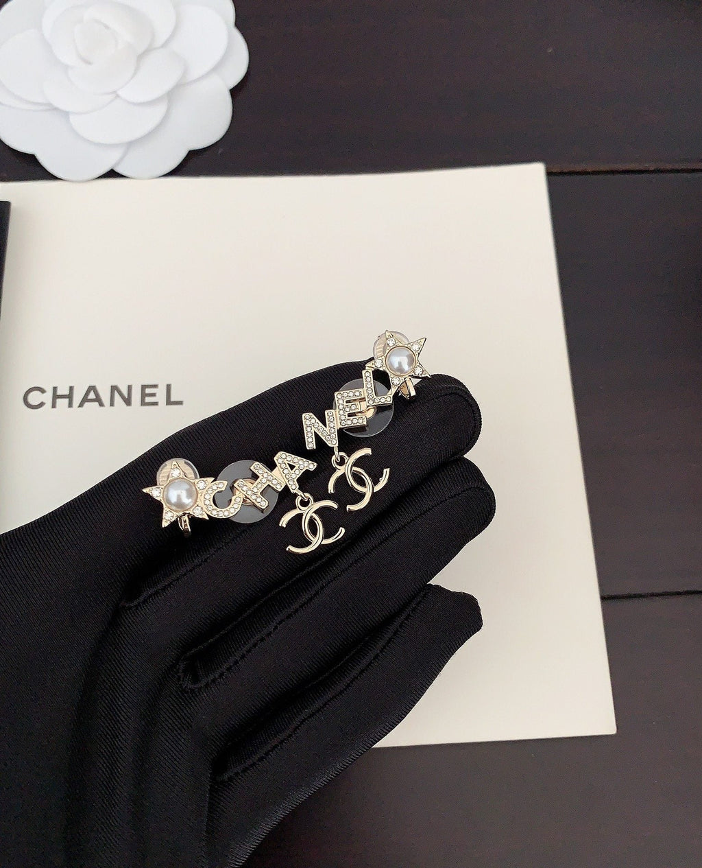 Chanel Script Diamonds 18K Gold Earrings