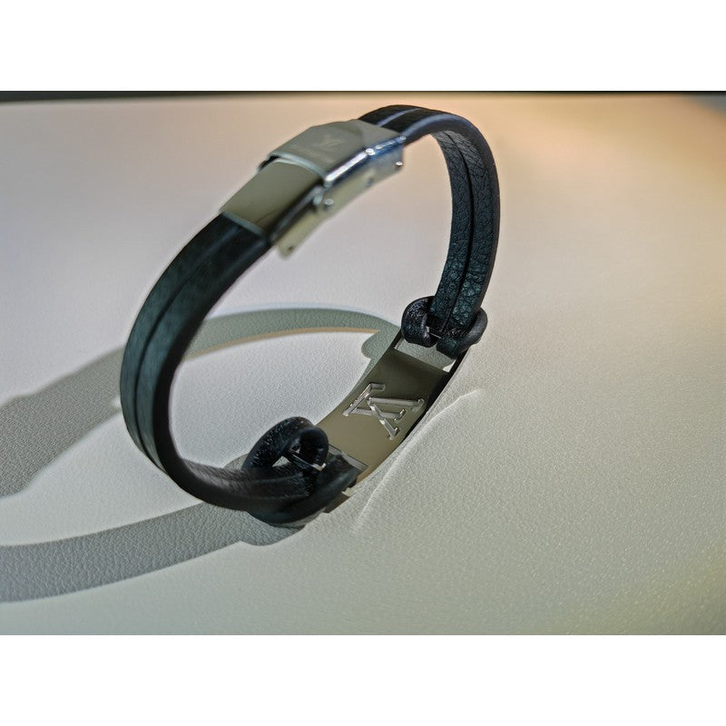 Louis Vuitton Leather 18K Gold Bracelet