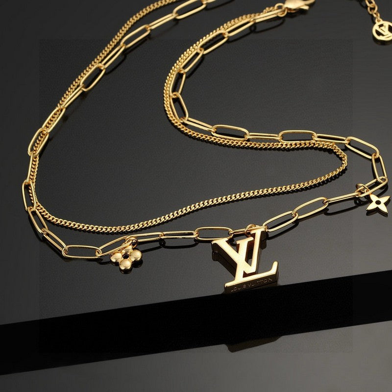 Louis Vuitton Pink Crystal 18K Gold Necklace