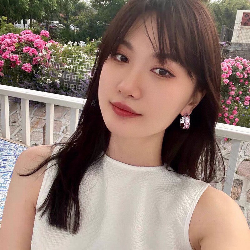 Celine Pink Crystal 18K Gold Earrings