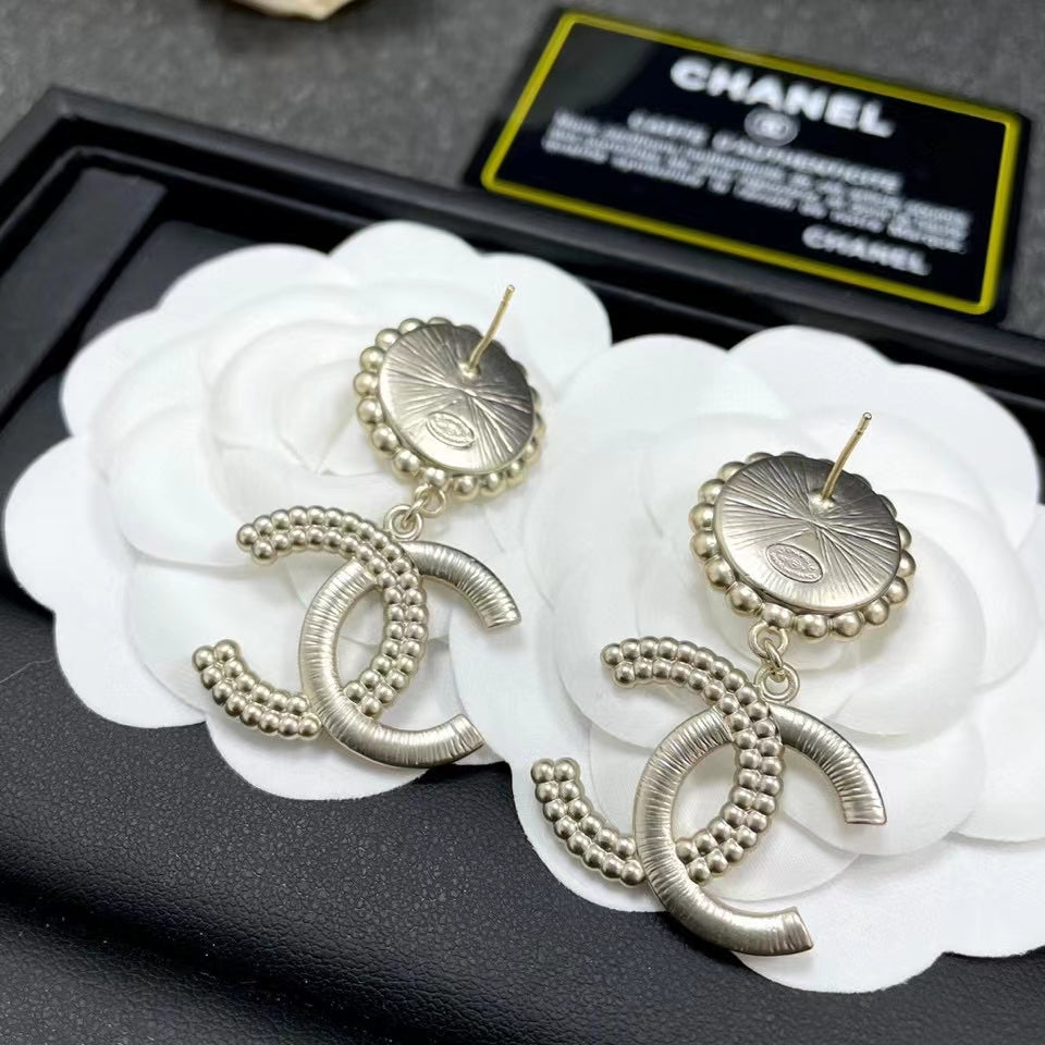 Chanel Diamond Drop 18K Gold Earrings