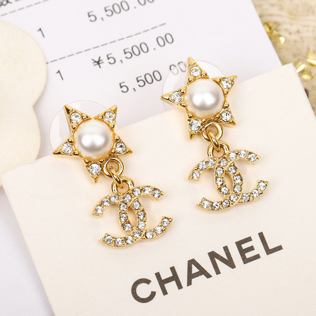 Chanel Star Crystals 18K Gold Earrings