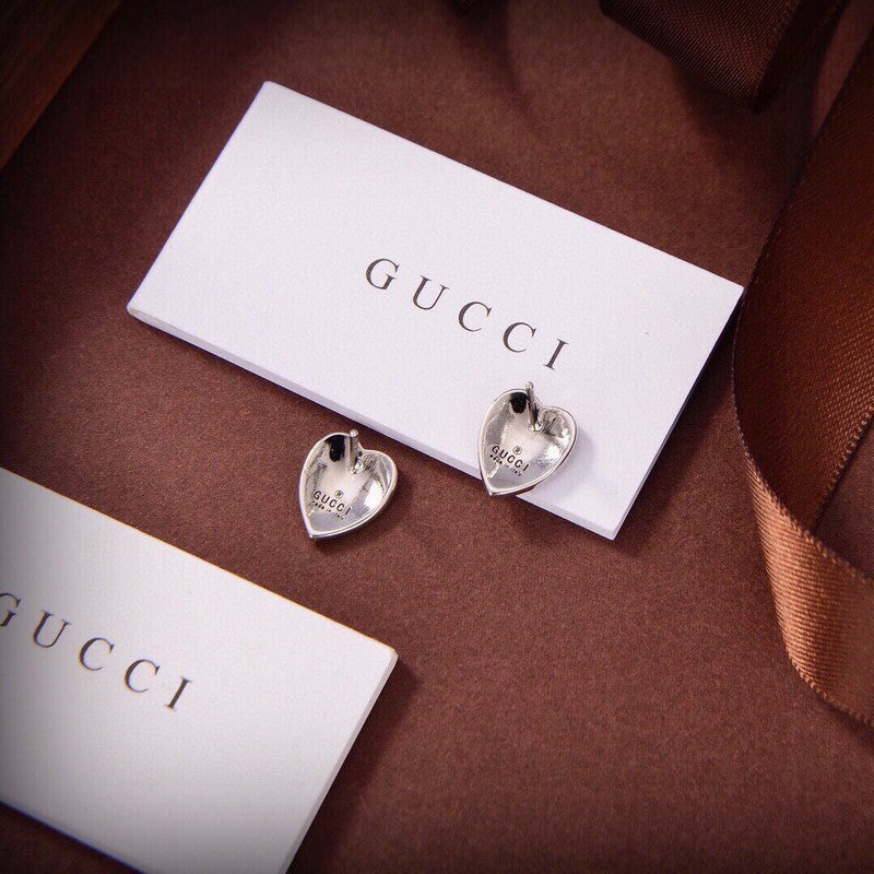 Gucci Double Blue Heart 18K Gold Earrings