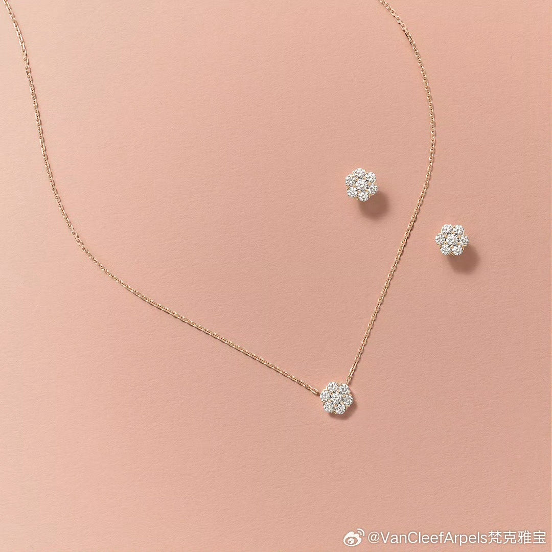 Flower Crystal 18K Gold Earrings