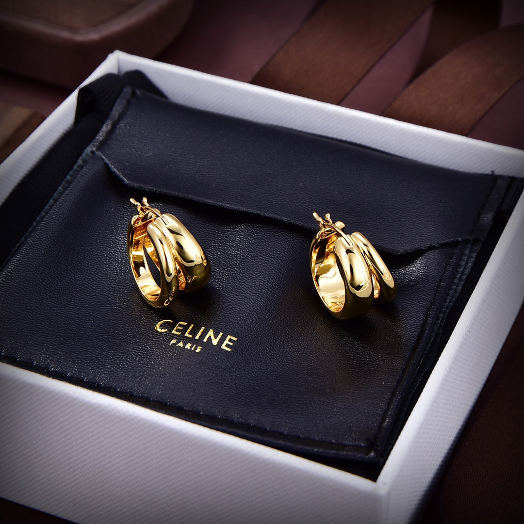Celine Formes Abstraites Hoops 18K Gold Earrings
