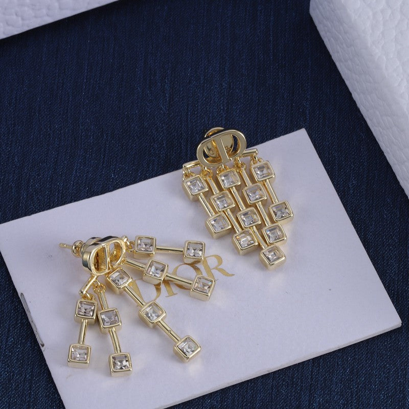 Dior Crystal 18K Gold Earrings