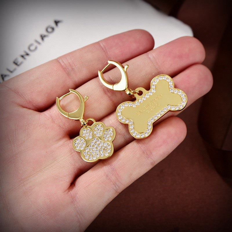 Balenciaga Diamond Gold 18K Gold Earrings