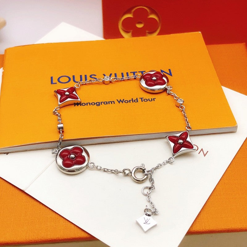 Louis Vuitton Blossom Red Flower 18K Gold Bracelet