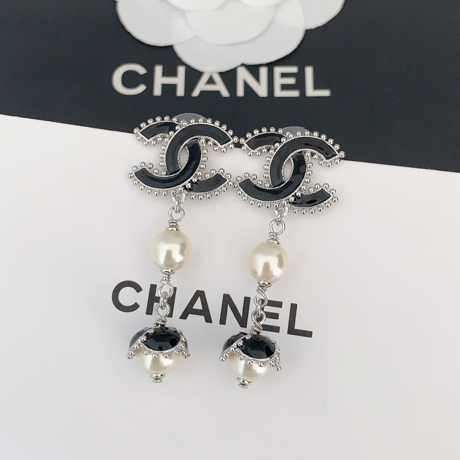Chanel Pearl Crystals 18K Gold Earrings