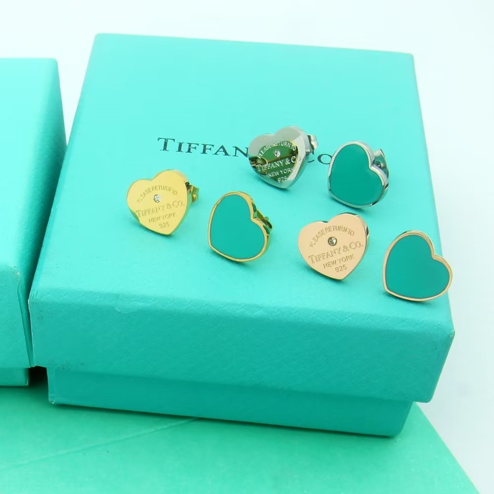 Tiffany Return to Blue Heart 18K Gold Earrings