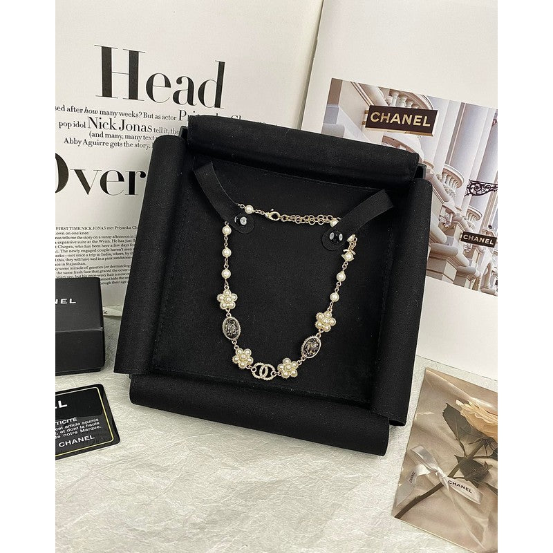 Chanel Black & Orange Crystal Choker 18K Gold Necklace