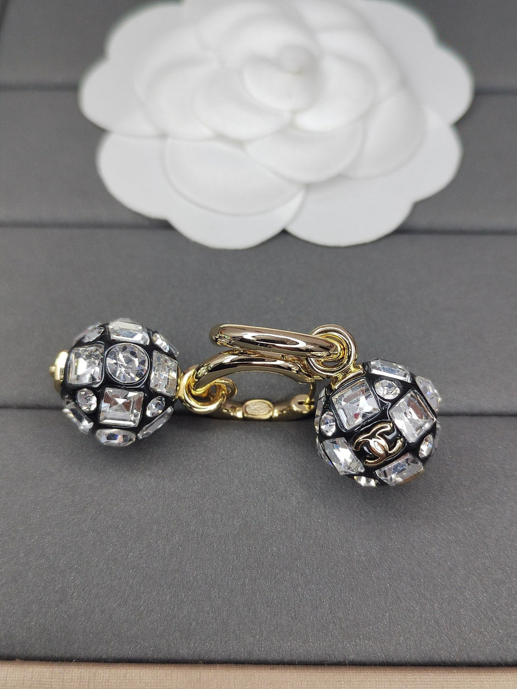 Chanel Ball Crystals 18K Gold Earrings