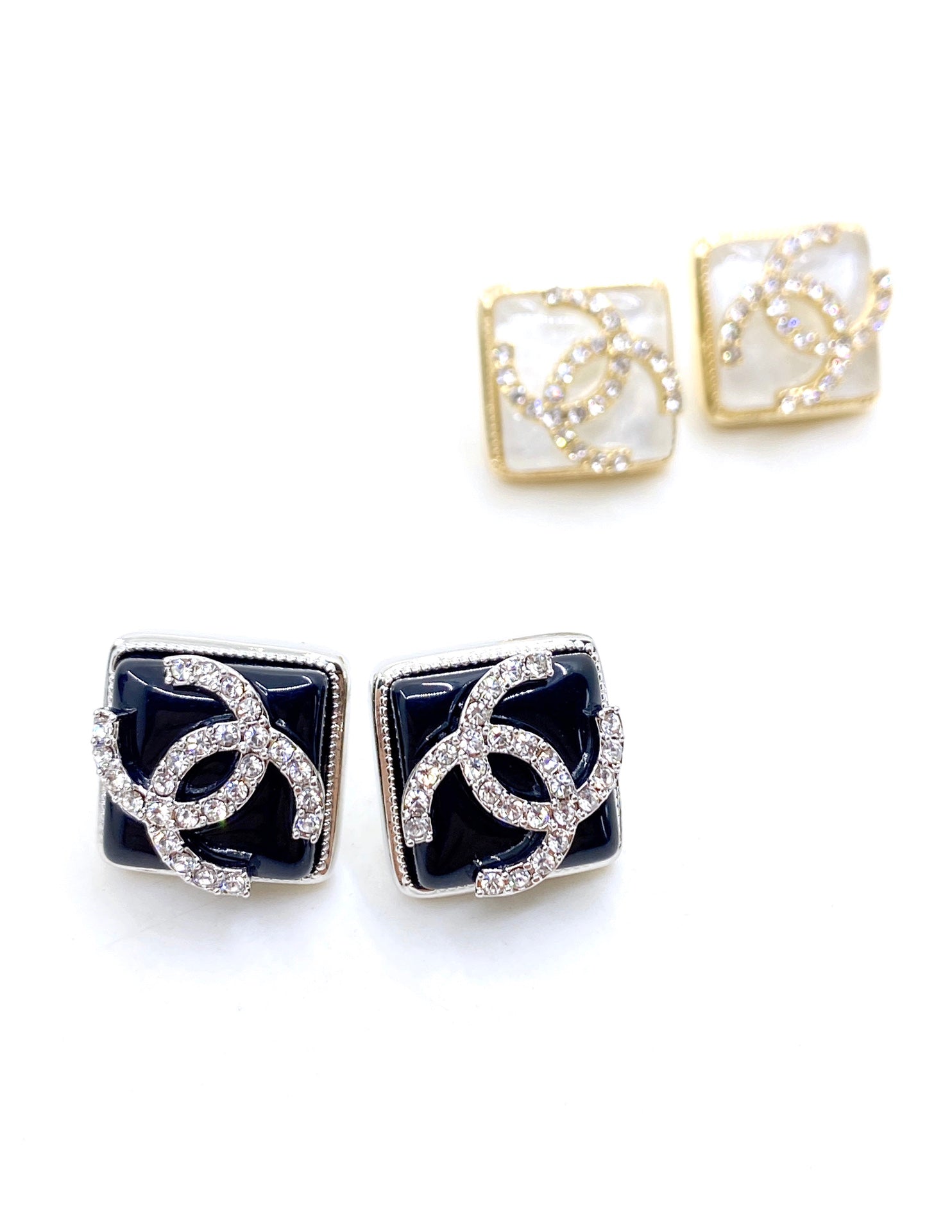 Chanel Square 18K Gold Earrings