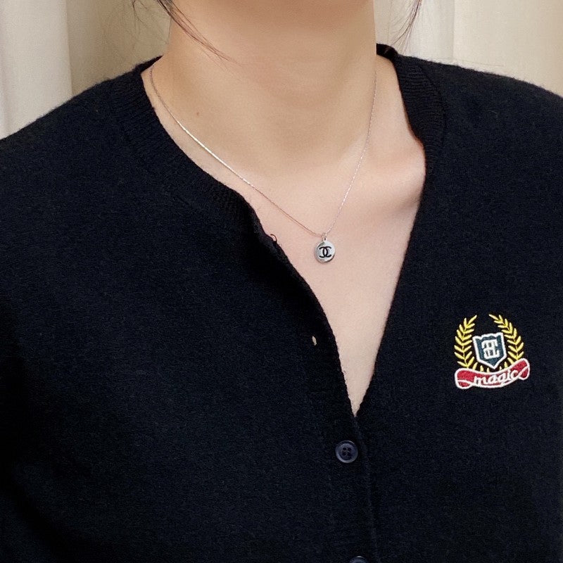 Chanel Round Logo 18K Gold Necklace