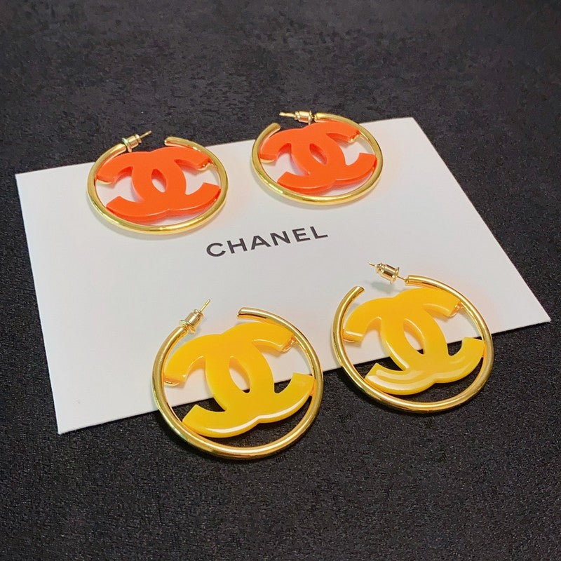 Chanel Color Logo 18K Gold Earrings