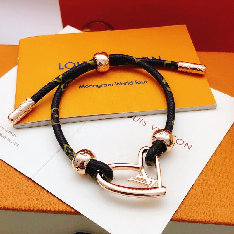 Louis Vuitton Heart Charm 18K Gold Bracelet