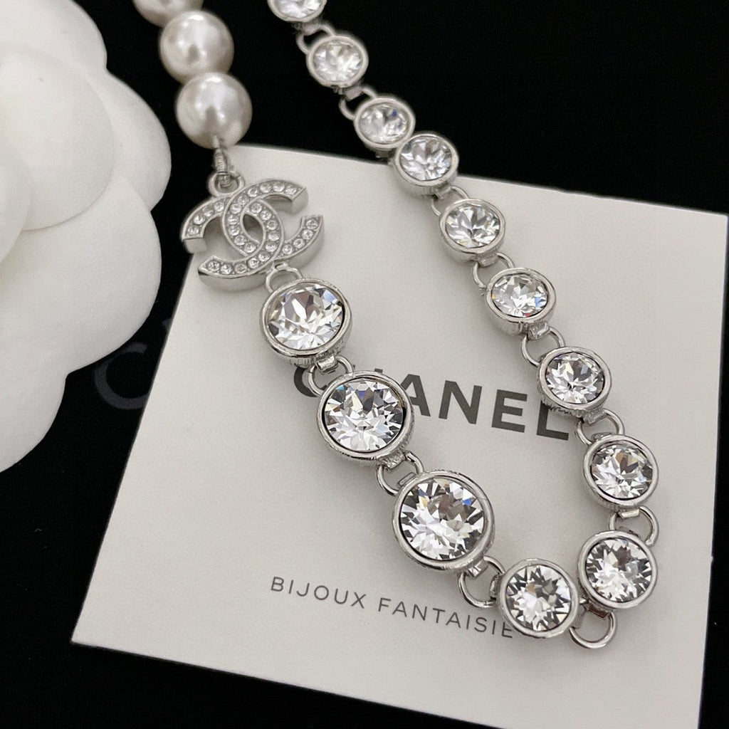 Chanel Pearls Crystals 18K Gold Necklace