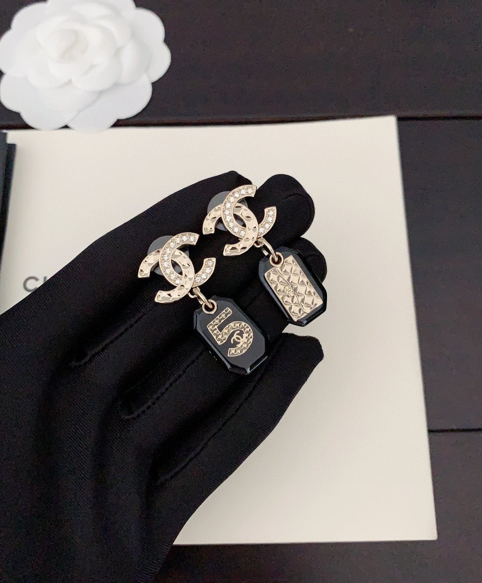 Chanel No.5 Perfume Bottle 18K Gold Earrings
