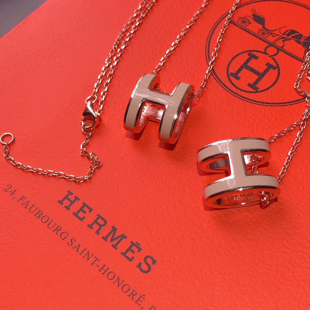 Hermes Mini Pop Grey 18K Gold Necklace