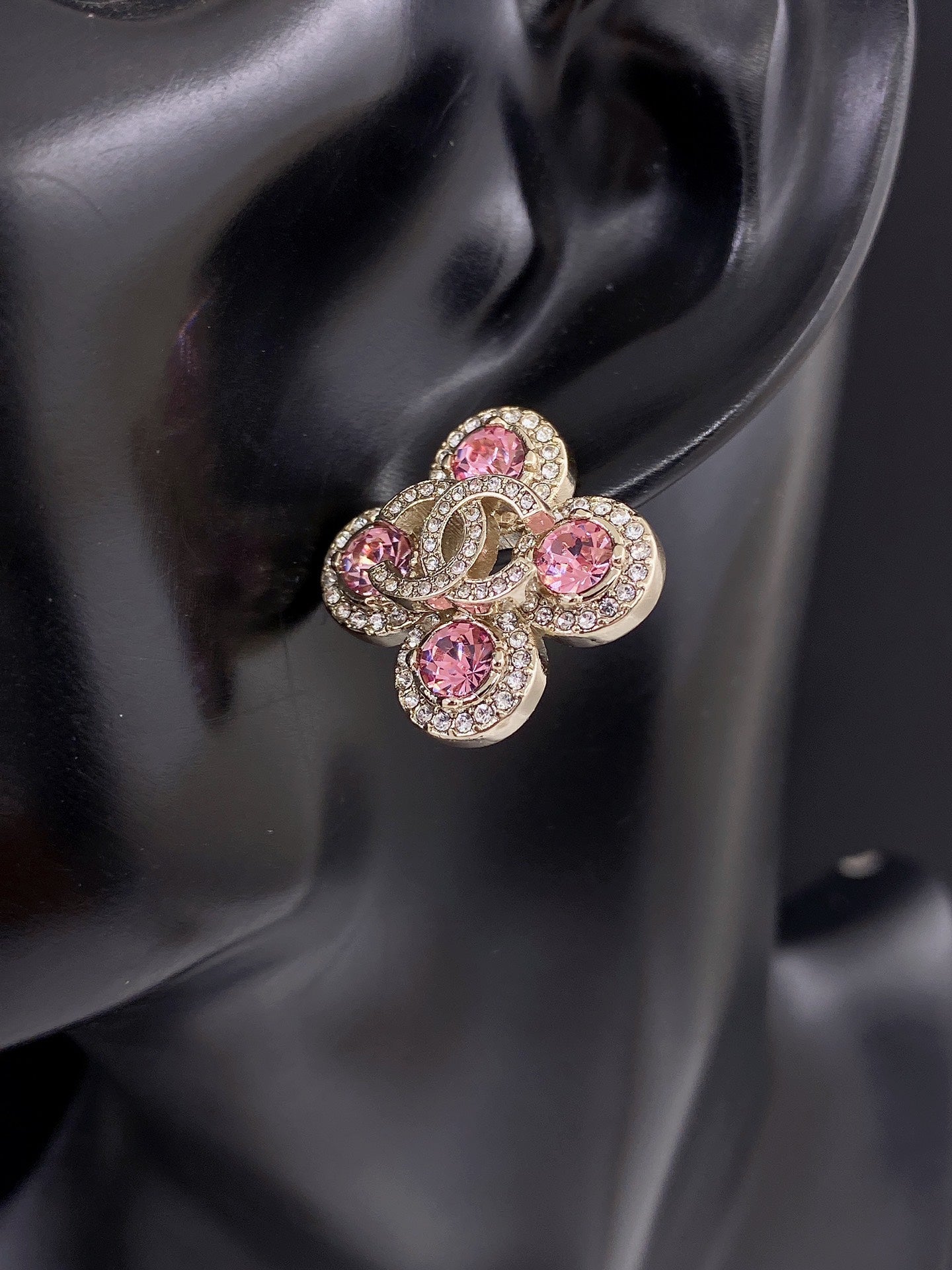 Chanel Pink Diamonds 18K Gold Earrings