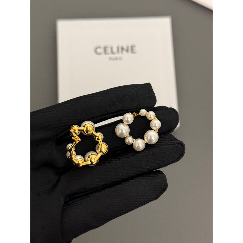 Celine Pearl 18K Gold Earrings
