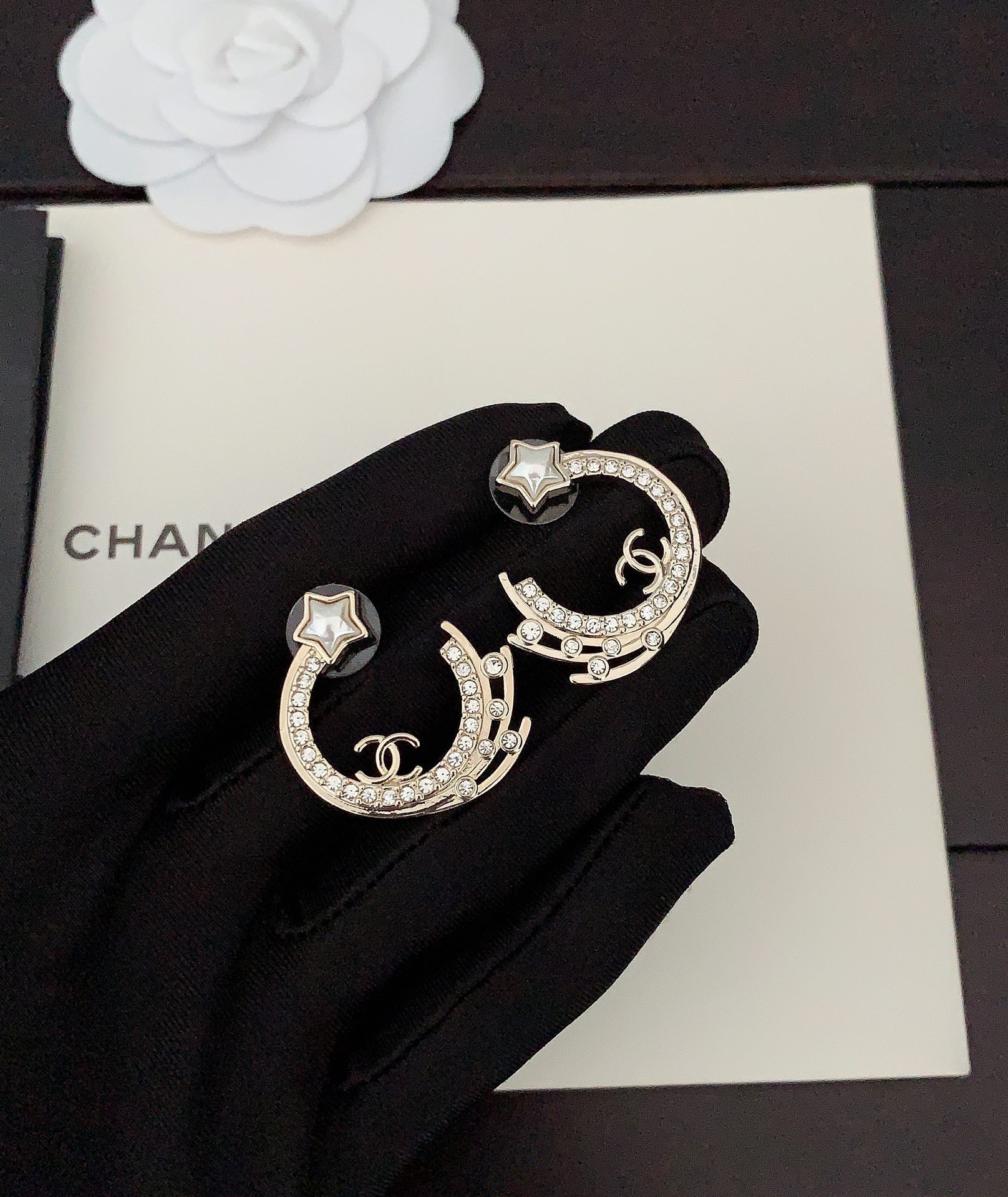 Chanel Crystals 18K Gold Earrings