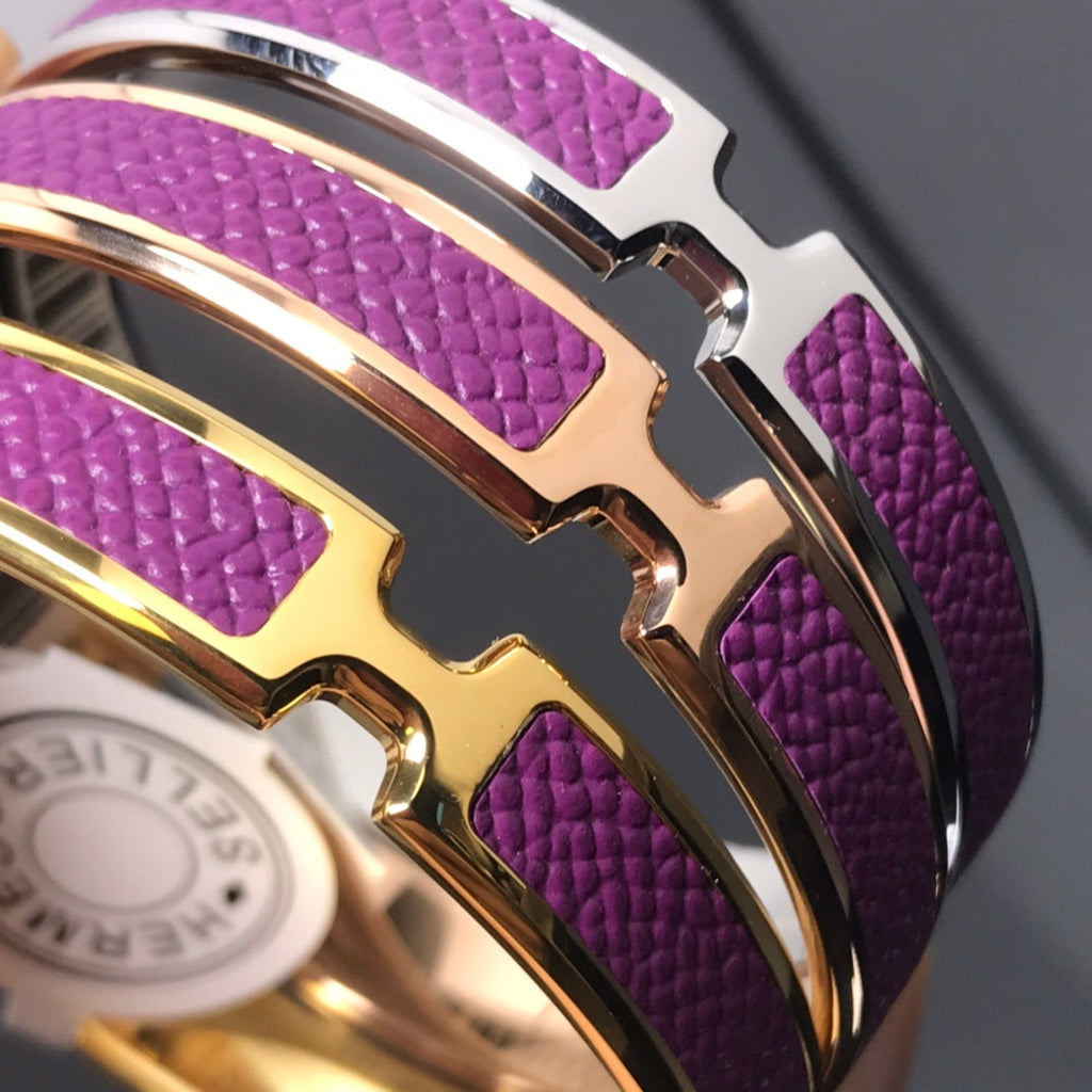 Hermes Olympe Purple 18K Gold Bracelet