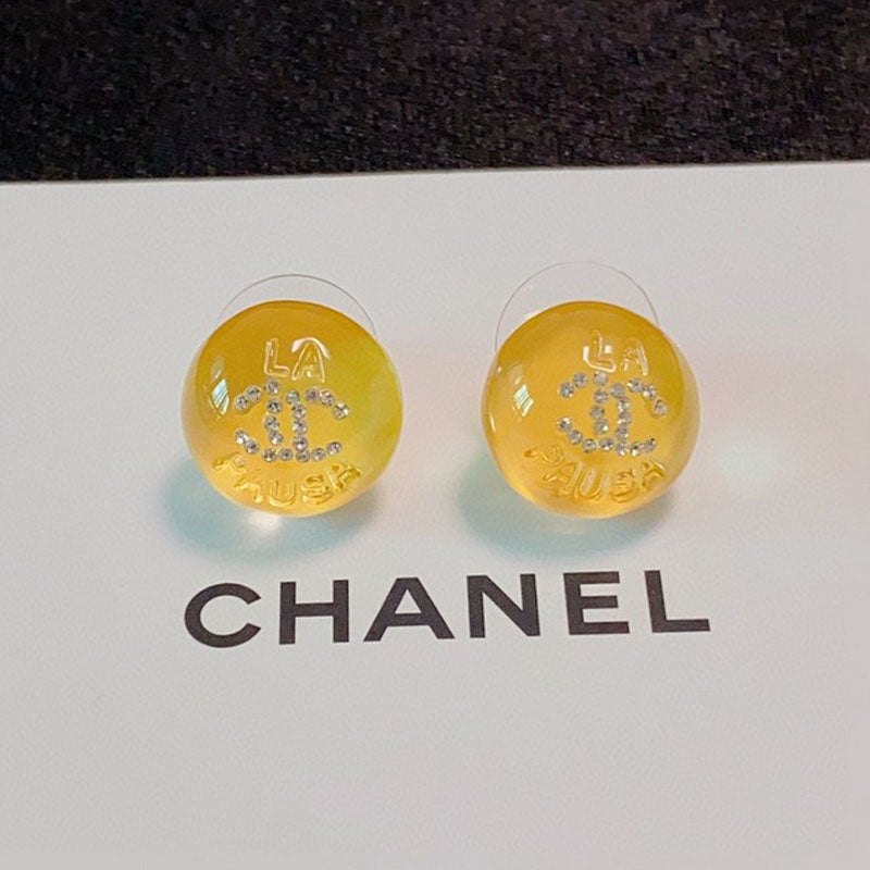 Chanel Yellow Round 18K Gold Earrings