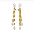 Celine Chain Pearl 18K Gold Earrings