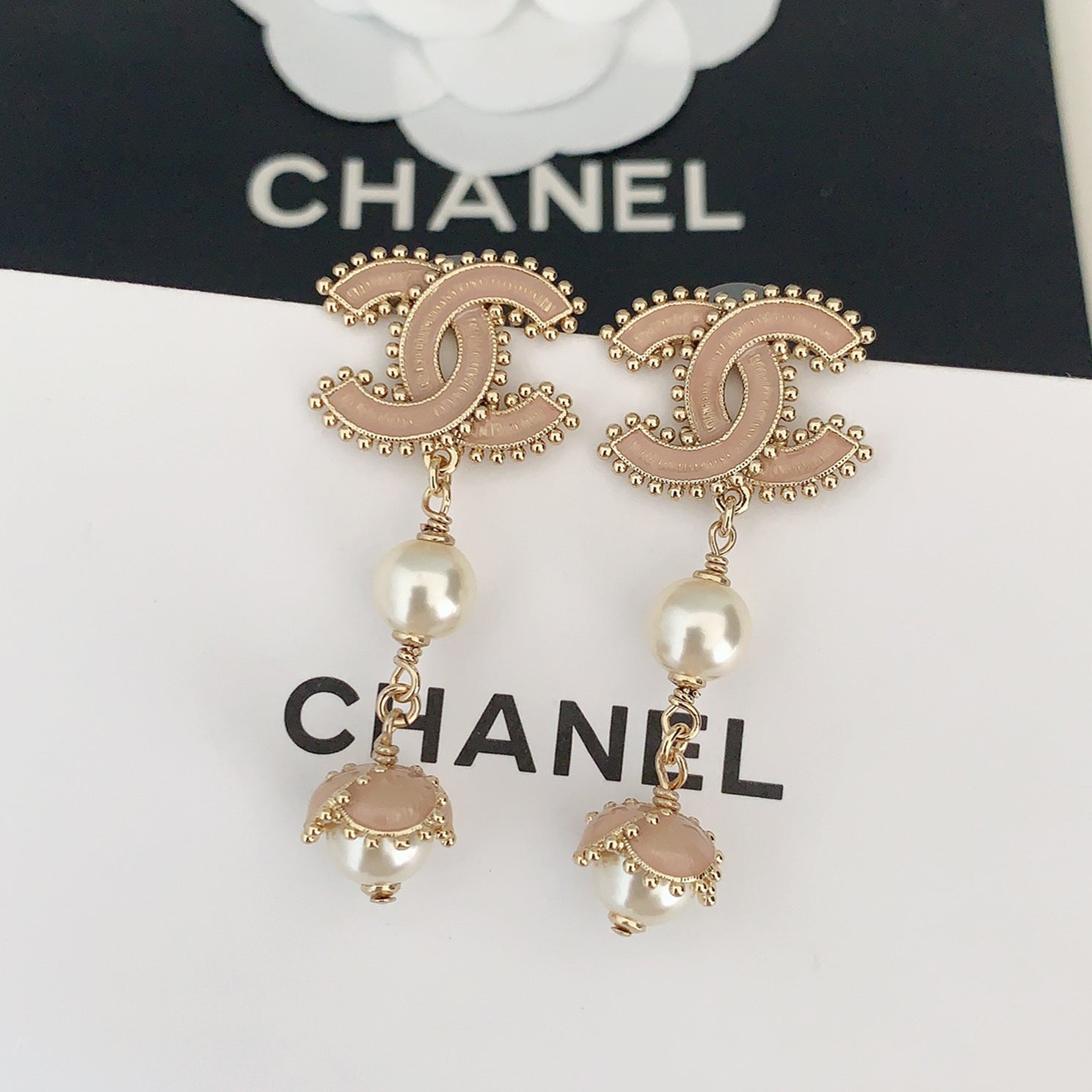 Chanel Pearl Crystals 18K Gold Earrings